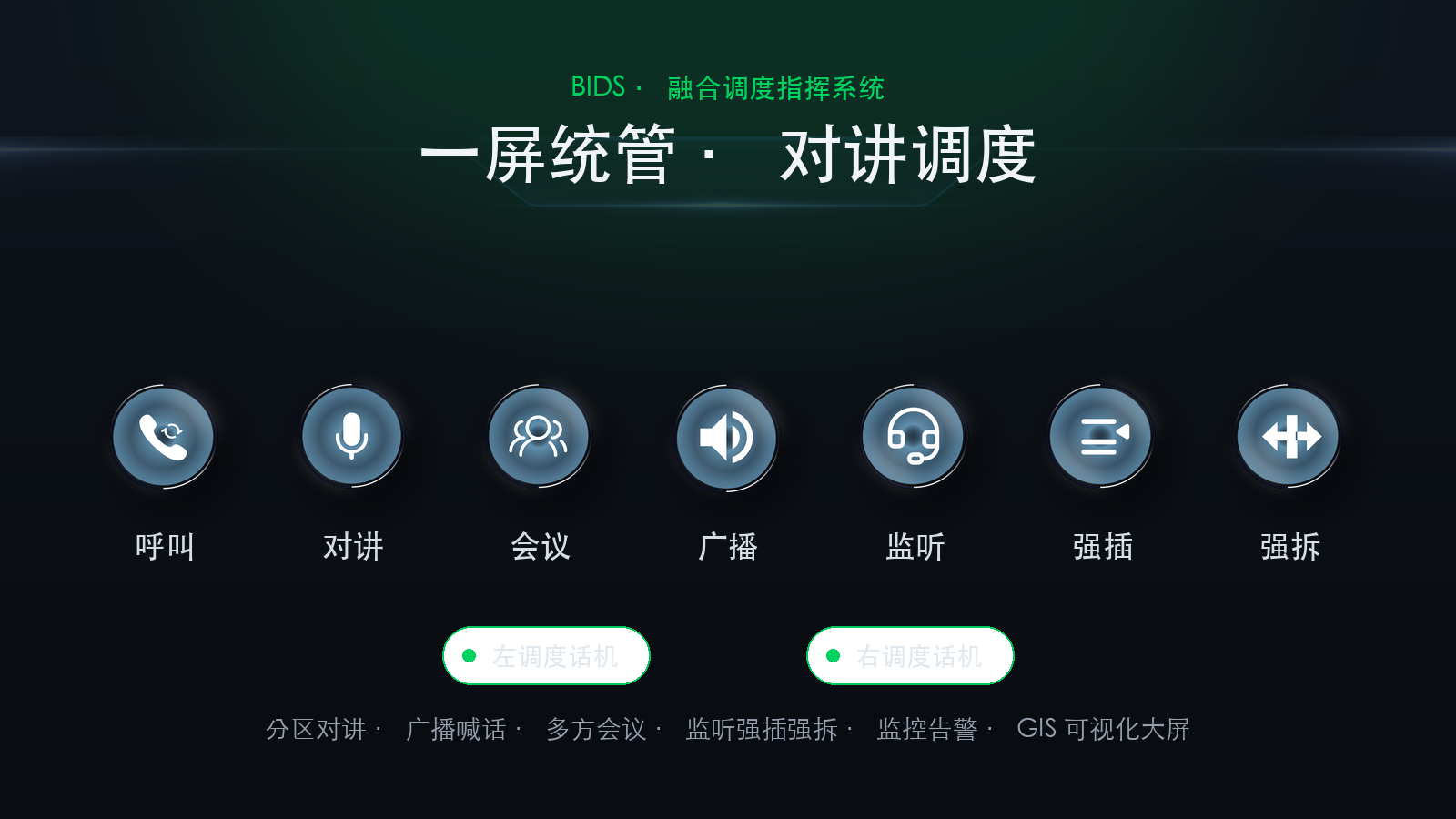 BIDS · 融合调度指挥系统 · 对讲 / 广播 / 会议 / 监控一体